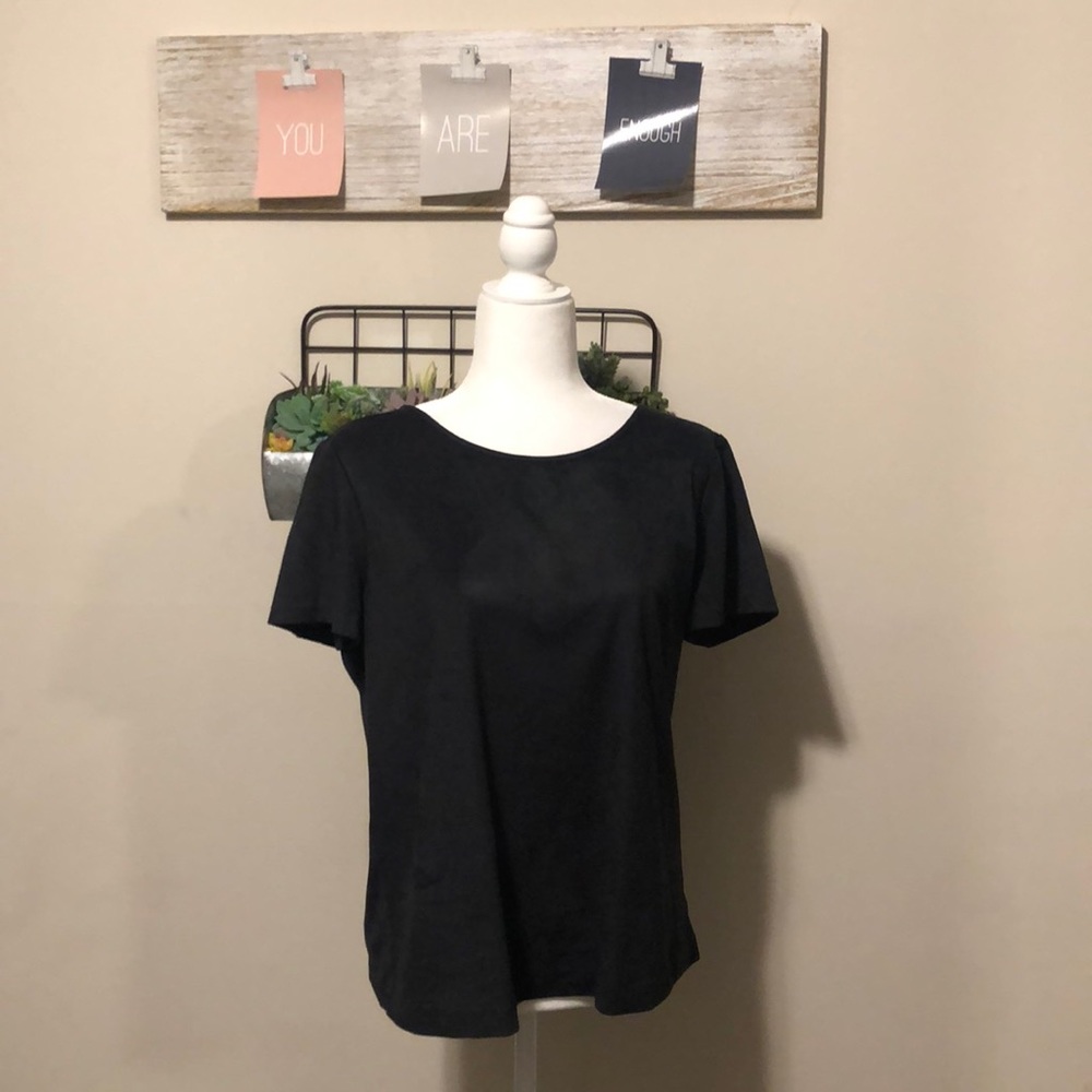 JCrew Black Suede Short Sleeve Shirt